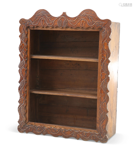 A SET OF FRENCH CHESTNUT WALL-HANGING SHELVES, 19TH