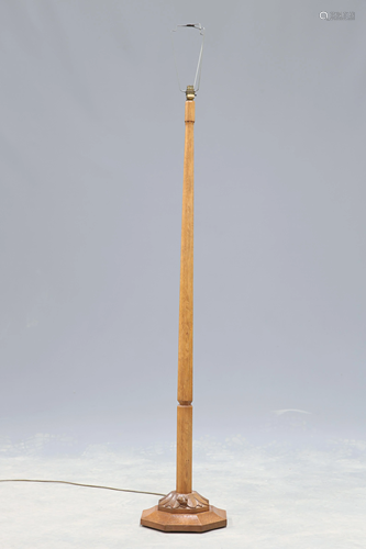 BOB HUNTER, A WRENMAN OAK STANDARD LAMP, with octagonal