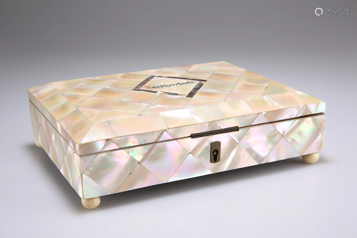 A VICTORIAN MOTHER-OF-PEARL HANDKERCHIEF BOX, the