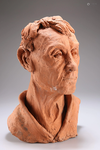 A TERRACOTTA BUST OF SAMUEL BECKETT, signed and dated