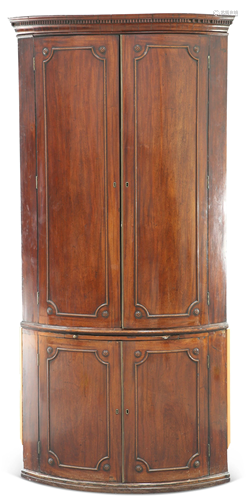 A LARGE GEORGE III MAHOGANY BOW-FRONT DOUBLE …