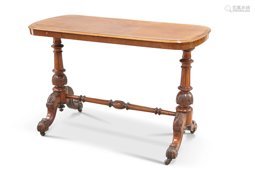 A VICTORIAN MAHOGANY SIDE TABLE, the rounded