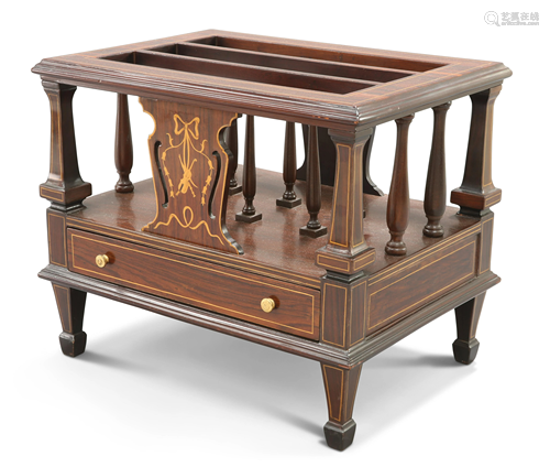 A REGENCY STYLE INLAID ROSEWOOD CANTERBURY, of