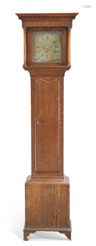 AN 18TH CENTURY OAK THIRTY-HOUR LONGCASE CLOCK, the