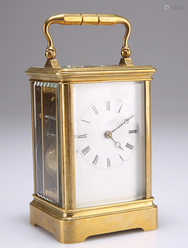 A LATE 19TH CENTURY FRENCH BRASS CARRIAGE CLOCK, BY