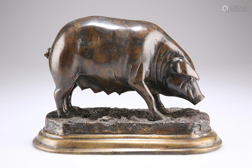 AFTER JULES MOIGNIEZ (1835-1894), A PRIZE SOW, bronze