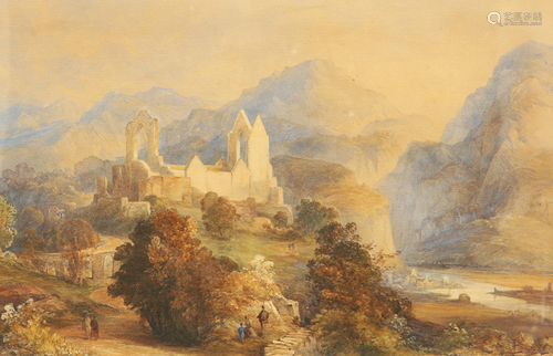 ENGLISH SCHOOL (19TH CENTURY), FIGURES AND RUINS IN A