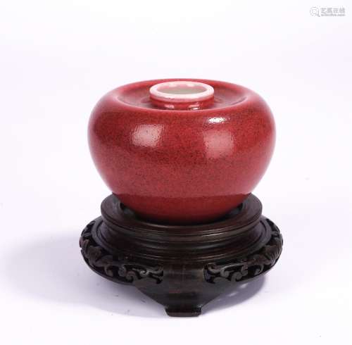 A CHINESE COWPEA RED GLAZE PORCELAIN WATER POT