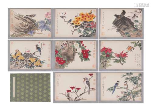 A CHINESE PAINTING ALBUM OF FLOWERS AND BIRDS