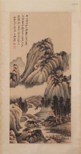 A CHINESE PAINTING OF SPRING LANDSCAPE