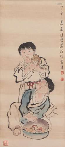 A CHINESE PAINTING OF KIDS PLAY