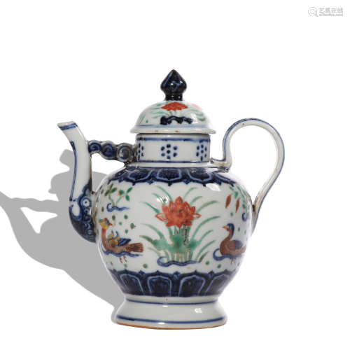 A DouCai 'floral' and birds winepot