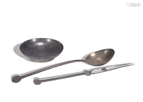 A set of silver tableware