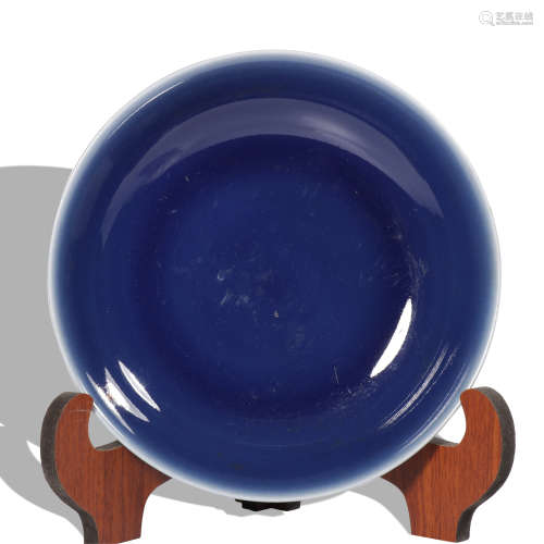 A blue glazed dish