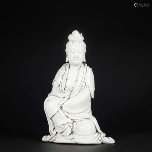 A white glazed statue of Guanyin