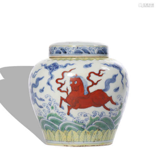 A Wu cai 'beast' jar