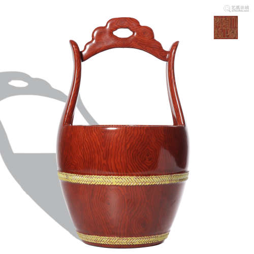 A wooden glazed bucket