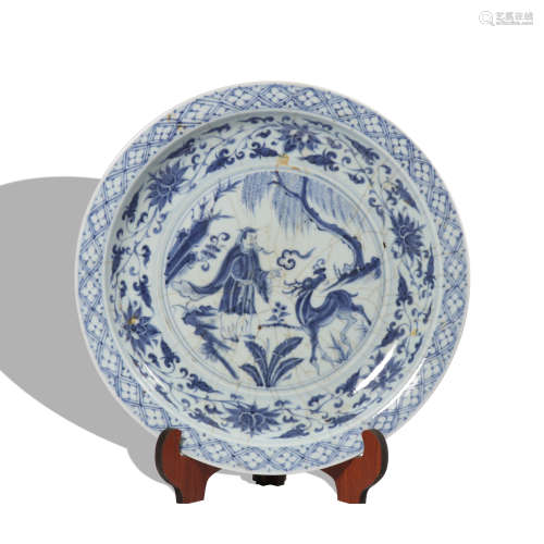 A blue and white 'figure' dish
