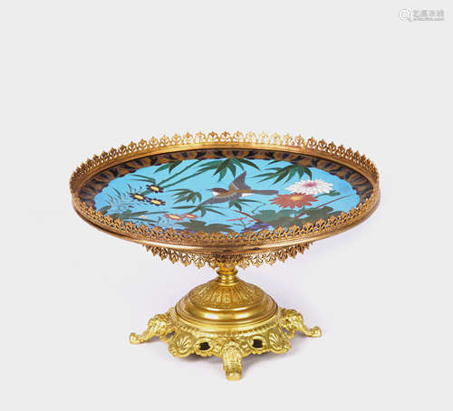 A gilt-bronze Cloisonne enamel Fruit tray