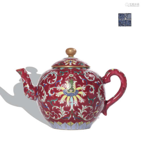 A famille-rose 'floral' winepot