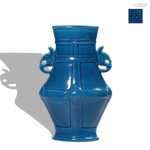 A blue glazed vase