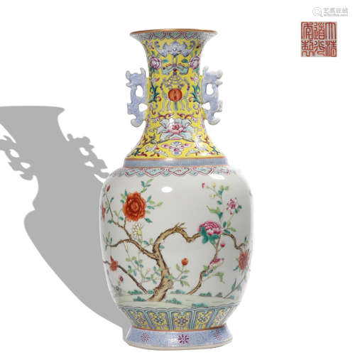 A famille-rose 'floral' vase