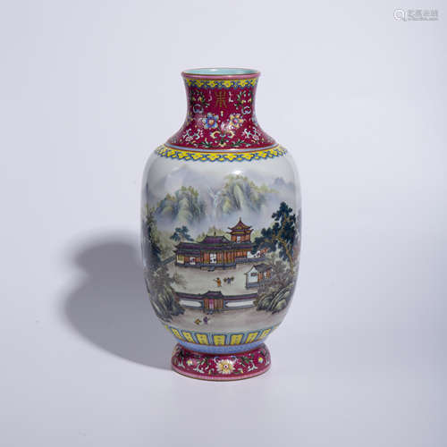 Qing Dynasty Qianlong pastel lantern vase