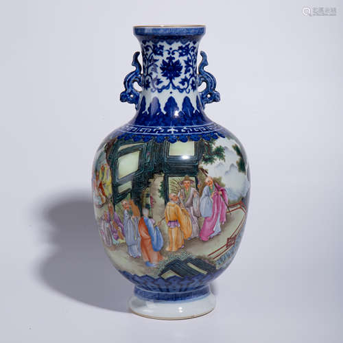 Qing Dynasty Qianlong pastel double ear bottle