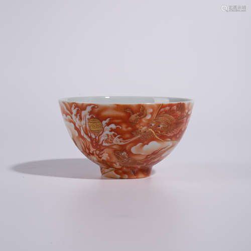 Qing Yongzheng red dragon bowl