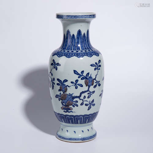 Qing Dynasty blue and white underglaze red bottle