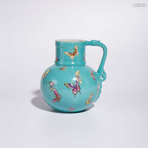 Qing Dynasty Yongzheng pink butterfly pattern holding pot