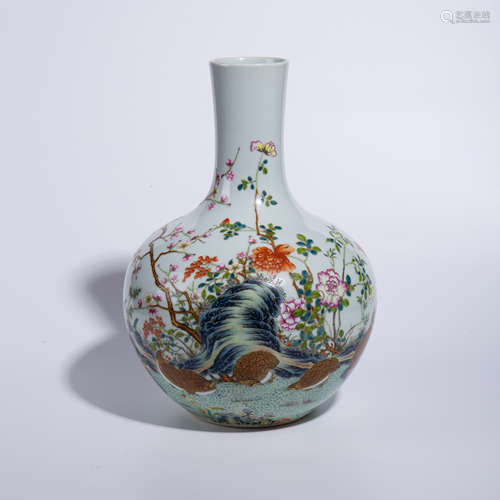 Qing Dynasty Qianlong pastel celestial vase