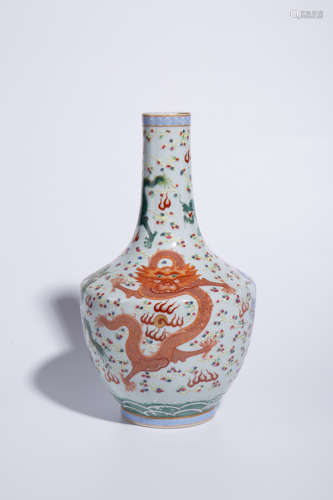 Qing Dynasty Yongzheng pink dragon vase