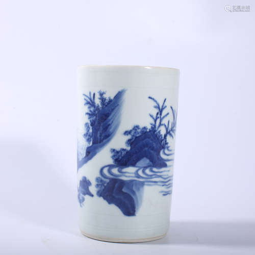 Ming Dynasty blue and white pen holder