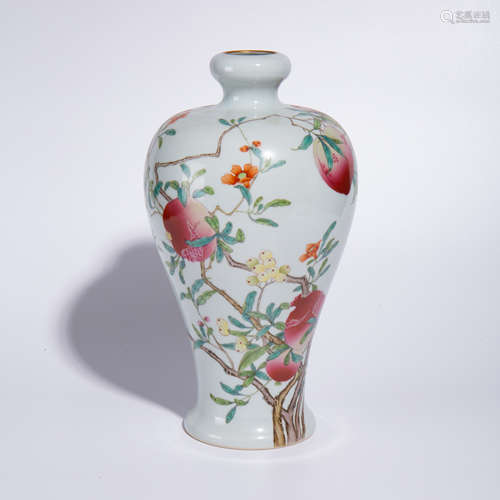 Qing Yongzheng pink peach plum vase