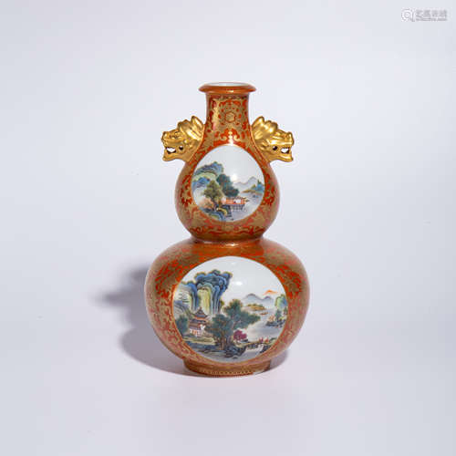 Qing Dynasty Qianlong pastel gourd bottle