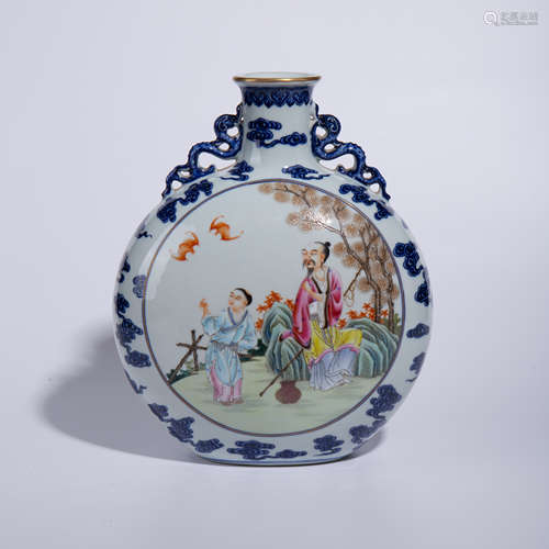 Qing Dynasty Qianlong pastel flat bottle