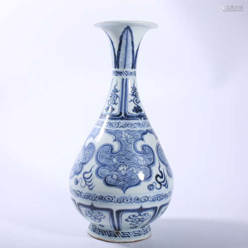 Yuan Dynasty blue and white jade pot spring bottle