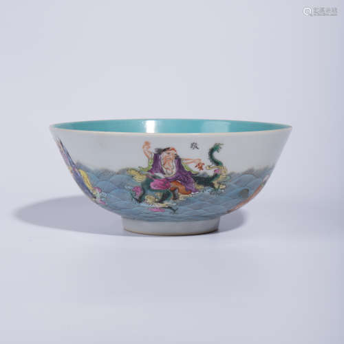 Qing Dynasty Qianlong pastel figure story bowl