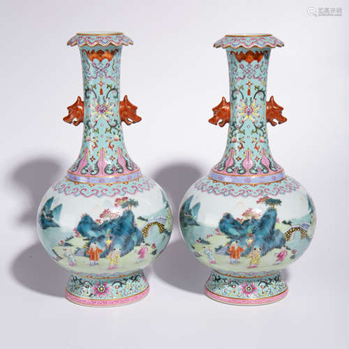 A pair of bottles with pastel character story lines in Qianl...