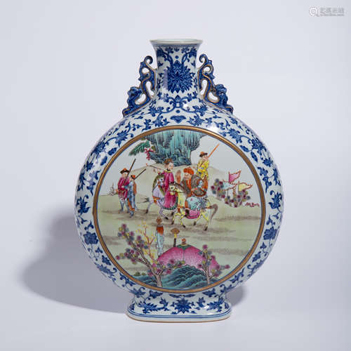 Qing Dynasty Qianlong pastel flat bottle