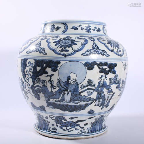 Ming Dynasty blue and white Guiguzi down the mountain patter...