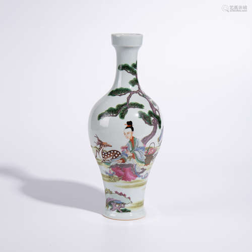 Qing Yongzheng pastel character story olive bottle