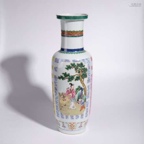 Qing Yongzheng pastel character story mallet bottle