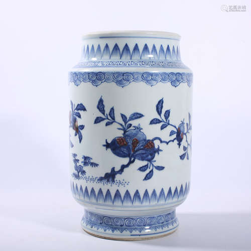 Qing Dynasty blue and white underglaze red bottle