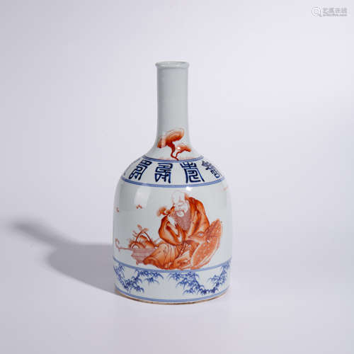 Qing Dynasty blue and white red bell jar