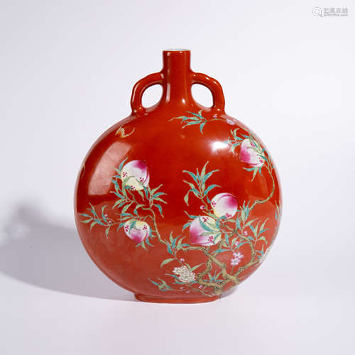 Qing Yongzheng pink flat bottle