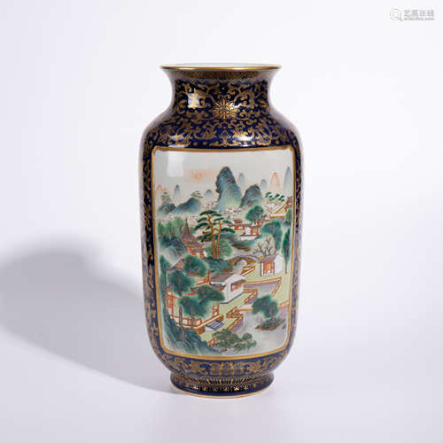 Qing Dynasty Qianlong pastel landscape pattern lantern bottl...