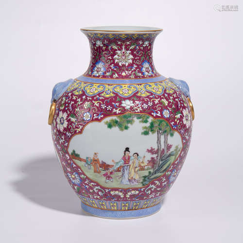 Qing Dynasty pastel figure story jar