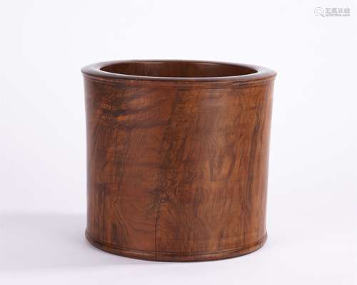 A CHINESE HARDWOOD CIRCULAR BRUSH-POT